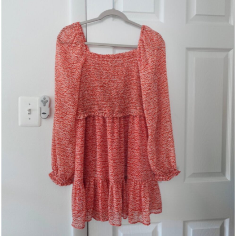 Tiered Orange Flowy Mini Dress